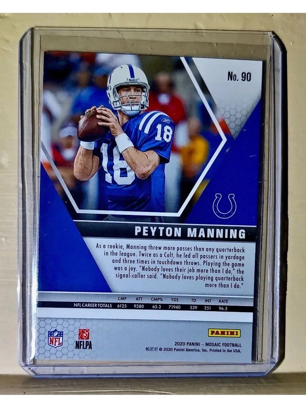 Peyton Manning 2020 Panini Mosaic Silver Football #90 NFL Card Colts